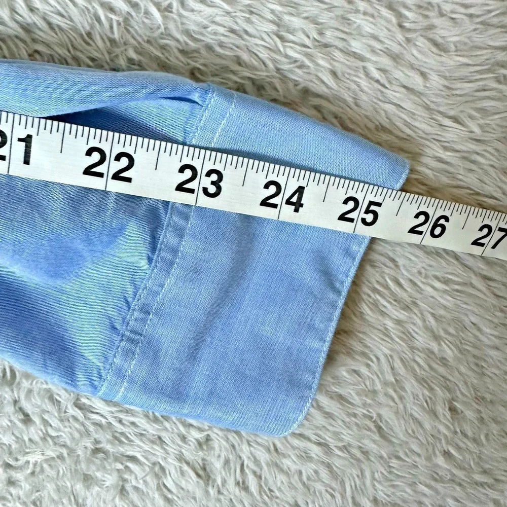 John Varvatos Womens Medium Blue Cotton Minimalist Chic Shirt Roll Tab Sleeves - Picture 9 of 13